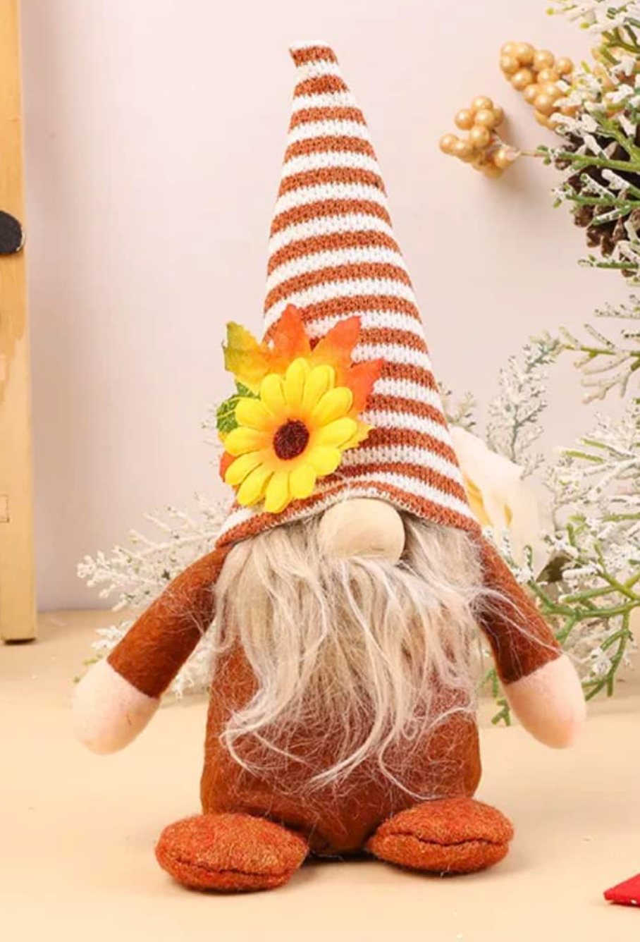 Striped Sunflower Hat Gnome