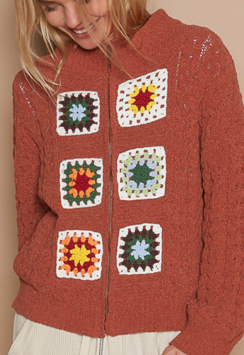 POL - Granny Square Zip Up Sweater