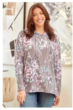 Dear Scarlett - Floral Grey Hoodie
