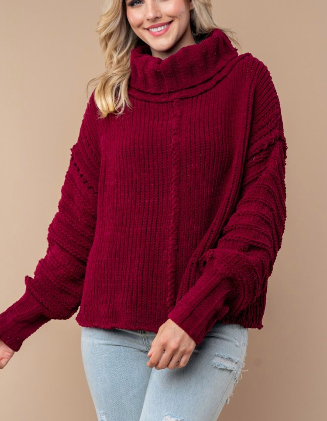 White Birch - Oversized Chenille Turtleneck