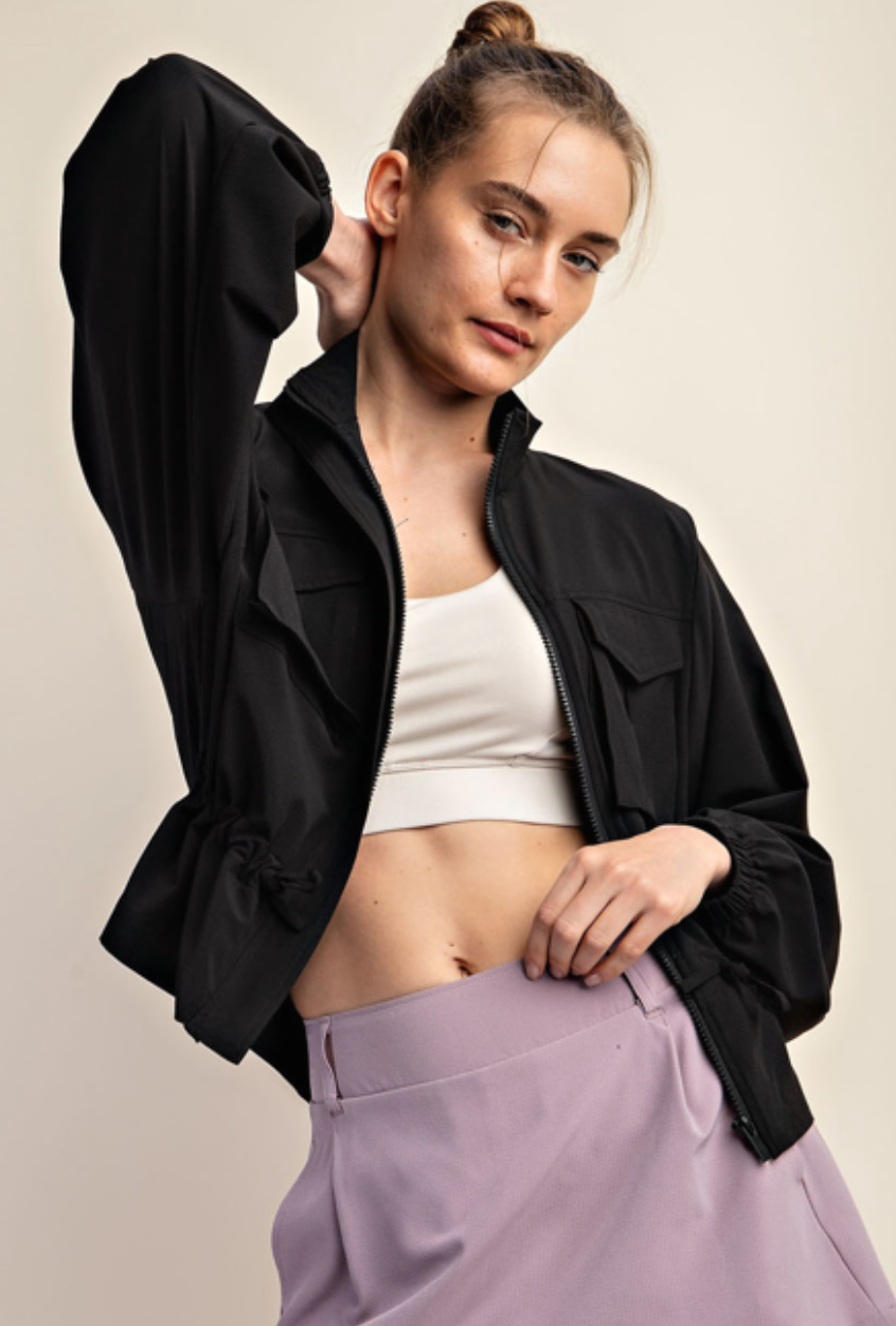 Rae Mode - CRINKLE WOVEN LONG SLEEVE JACKET