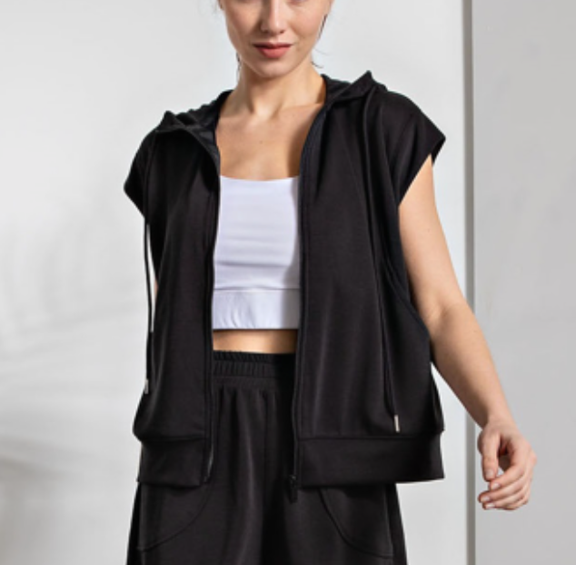 Rae Mode - MODAL POLY SPAN SLEEVELESS HOODIE JACKET