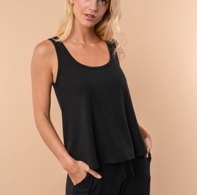 White Birch - Ribbed Tank Top (Black)