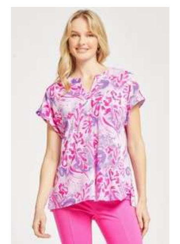Dear Scarlett - Lizzy Short Sleeve Top Pink Purple
