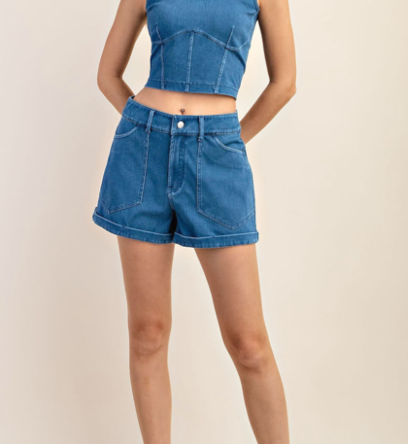 Rae Mode - COTTON STRETCH DENIM SHORTS