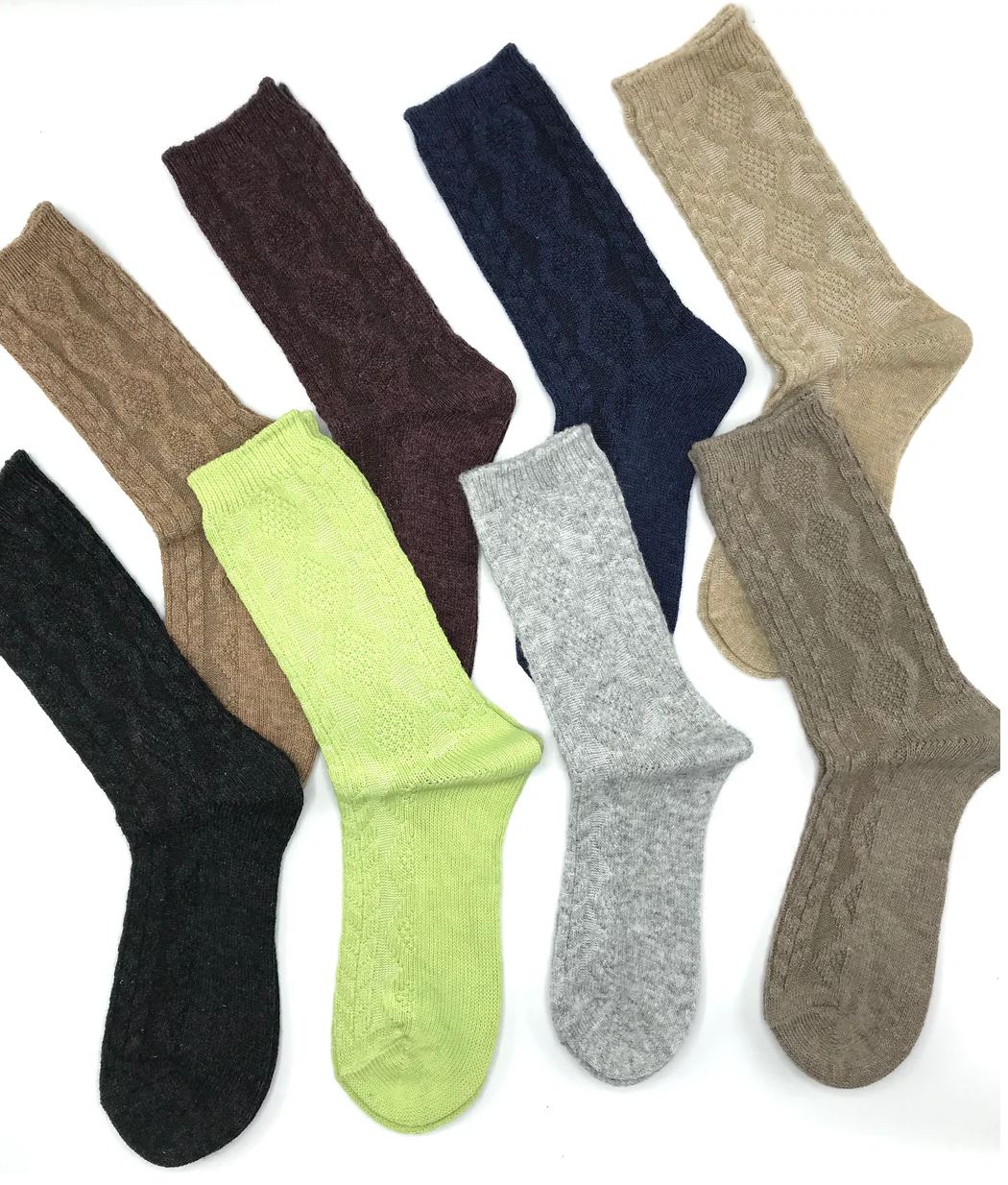 Wool Cardigan Knit Socks (2 Pack) S/M