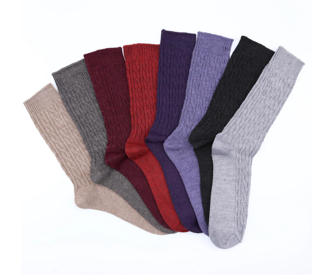 Merino Wool Cable Knit Socks S/M