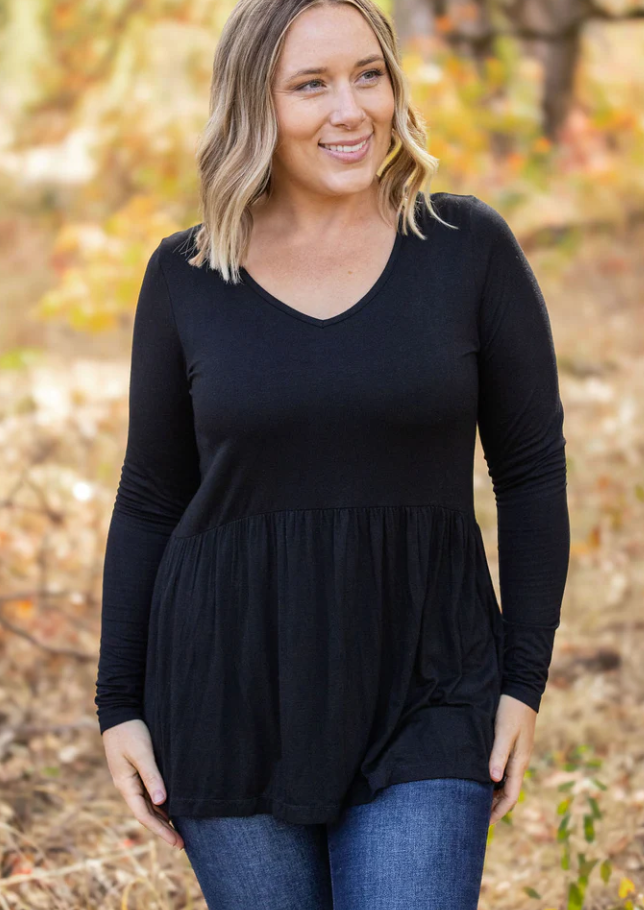 Michelle Mae - Long Sleeve Sarah Ruffle - Black
