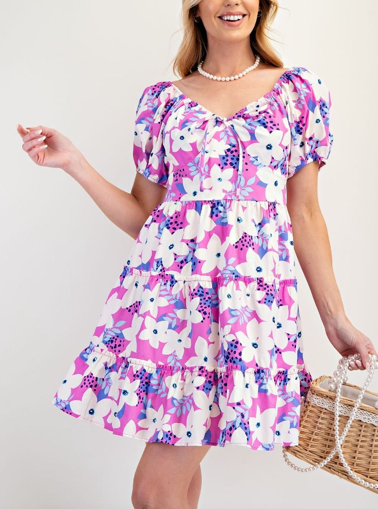 Easel - Pink Floral Dress