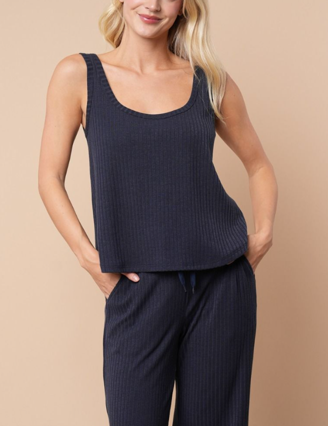 White Birch - Ribbed Tank Top (Navy)