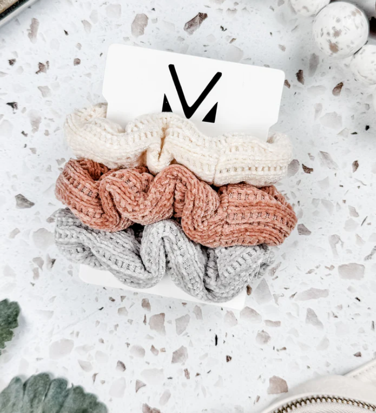 Chenille Scrunchie Trio
