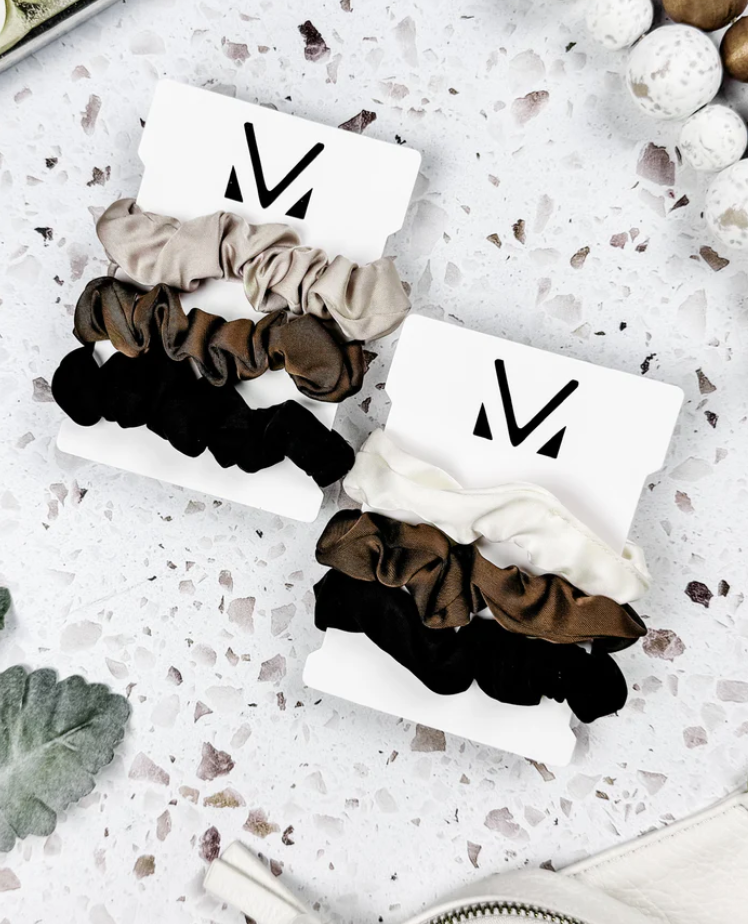 Satin Neutral Trio Scrunchies