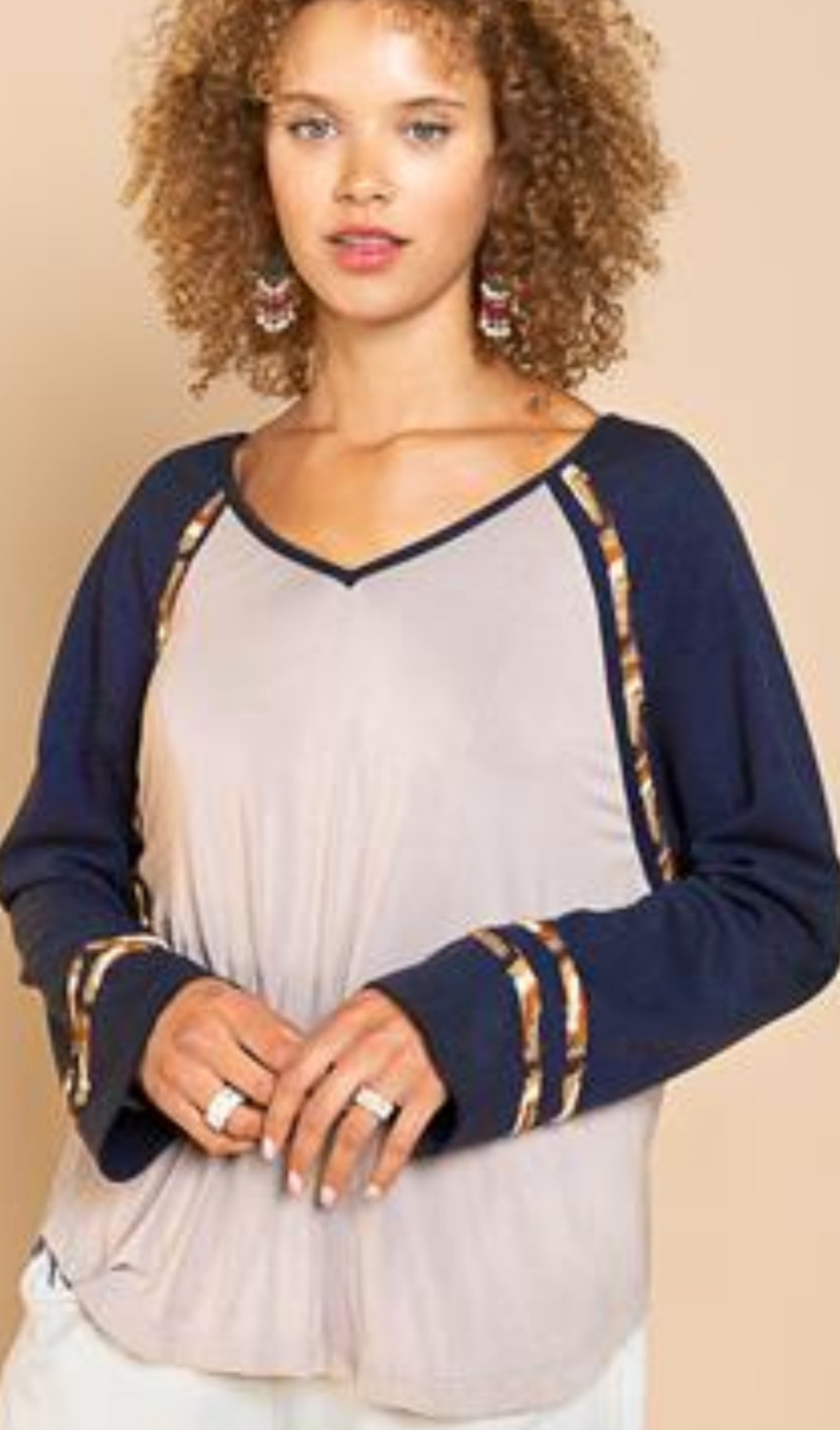 POL - Navy Sleeve Top