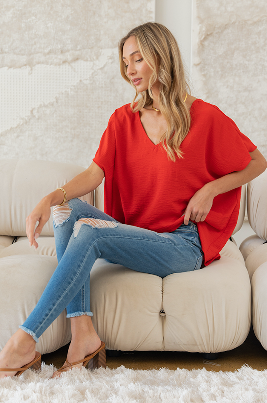 Sew in Love - Oversized Red Top