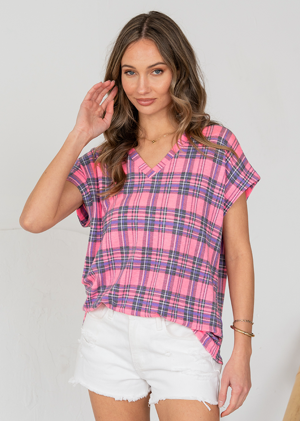Sew in Love - Spring Plaid V Neck