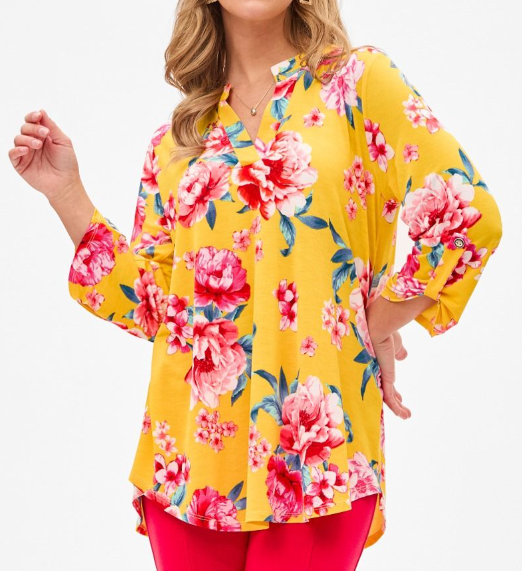 Dear Scarlett - Lizzy Top Yellow Floral