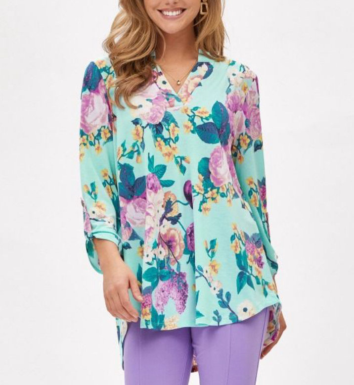 Dear Scarlett - Lizzy Top Pretty Mint Floral