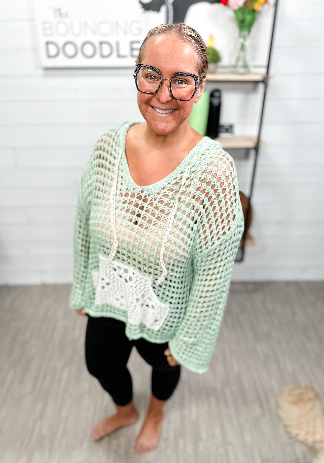 POL - Mint Open Knit Sweater