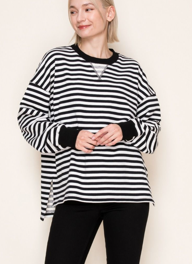 White Birch - Effortlessly Chic Striped Knit Top