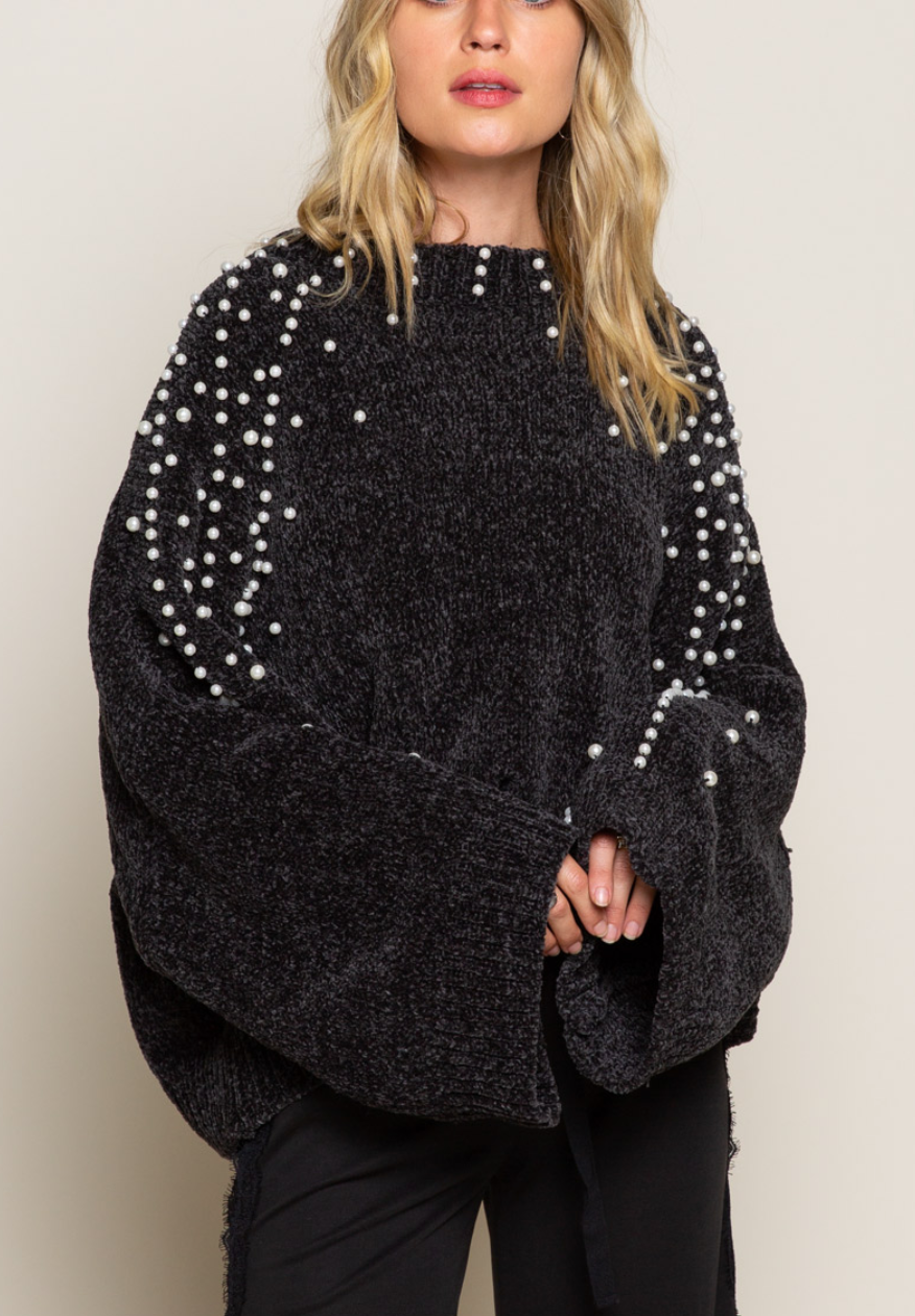 POL - Pearl Chenille Black Sweater