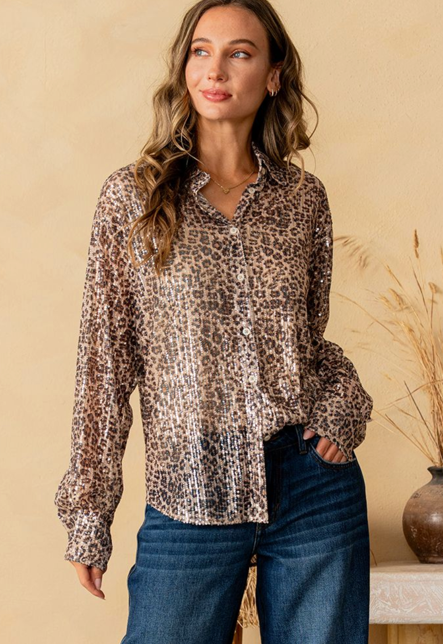 Sew in Love October - Leopard Button Down Top