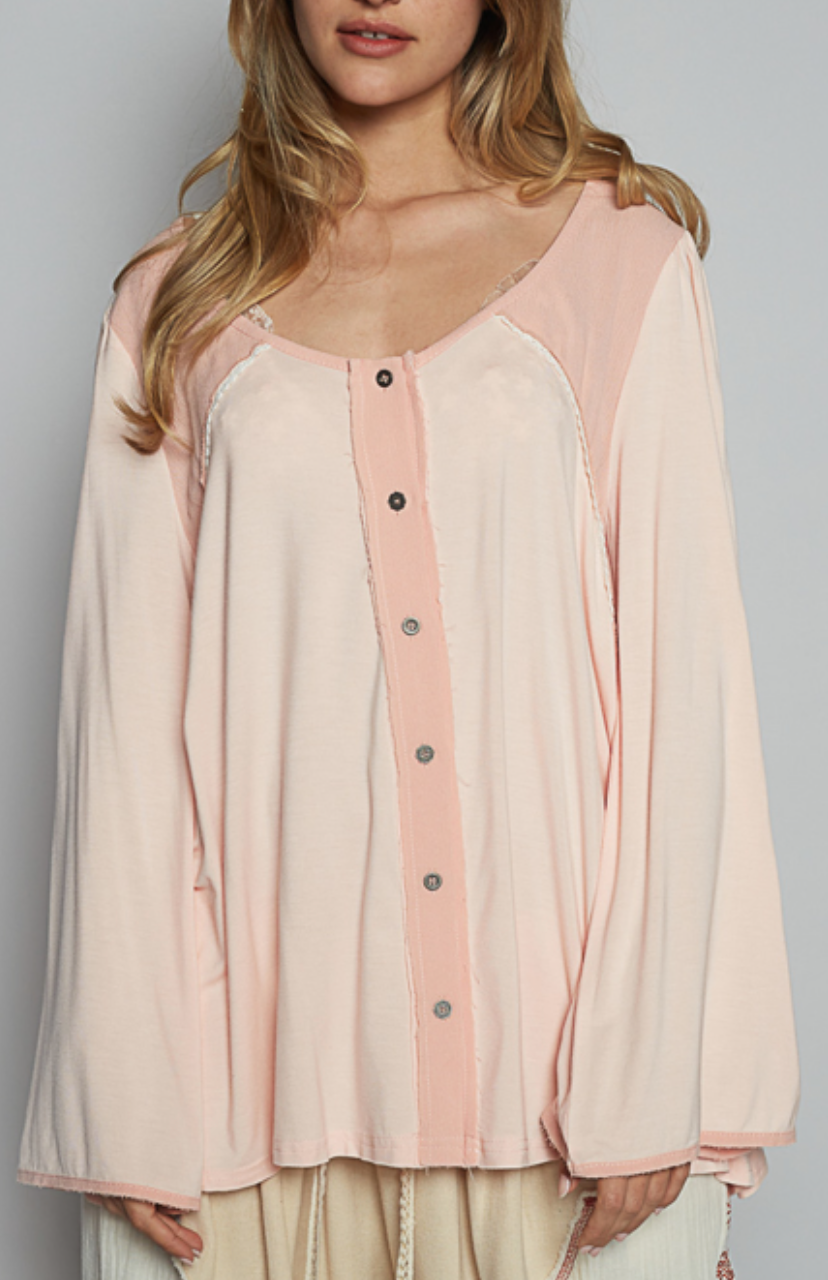 POL Live Box Oct - Round Neck Top with Buttons