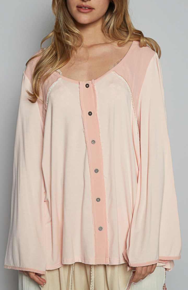 POL Live Box Oct - Round Neck Top with Buttons