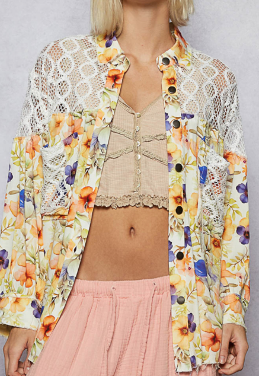 POL Live Box Oct - Lace and Floral Button Up