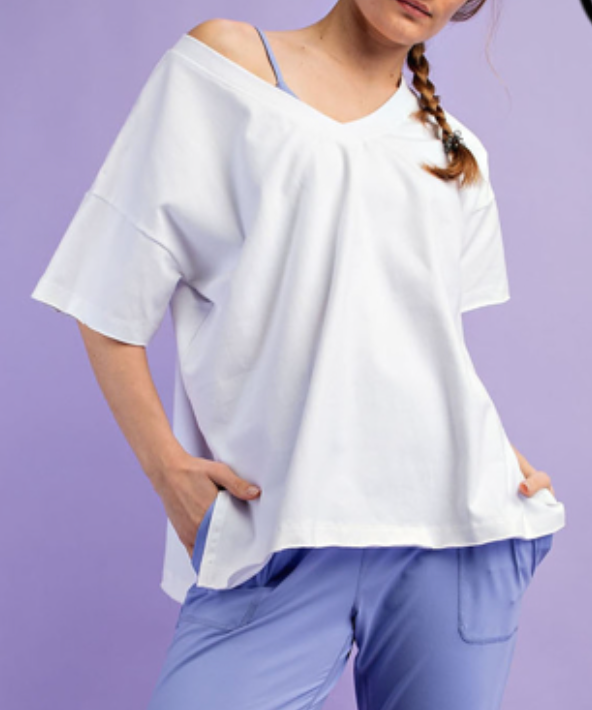 Rae Mode OVERSIZED V NECK REVERSIBLE SHORT SLEEVE TOP