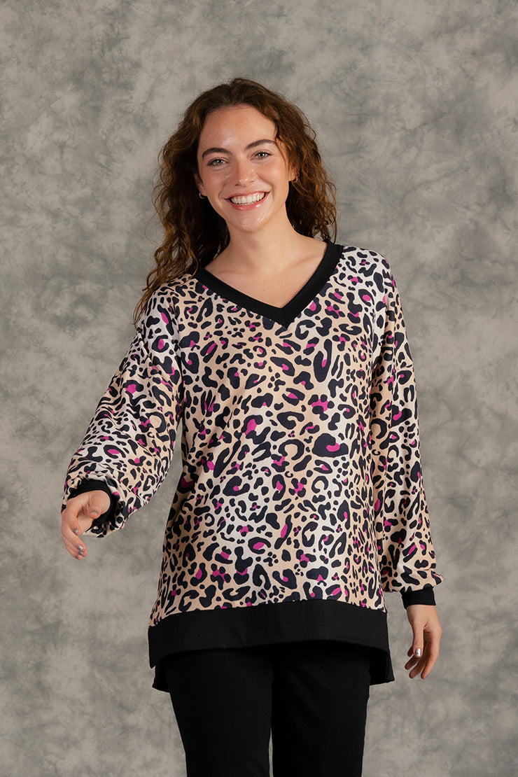Sew In Love - Cheetah V Neck
