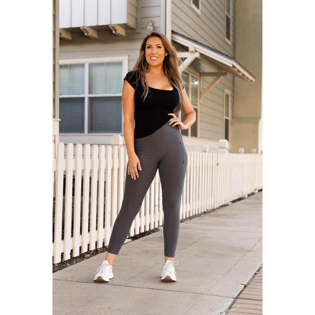 Ready to Ship | Charcoal Full Length Leggings with Pockets*