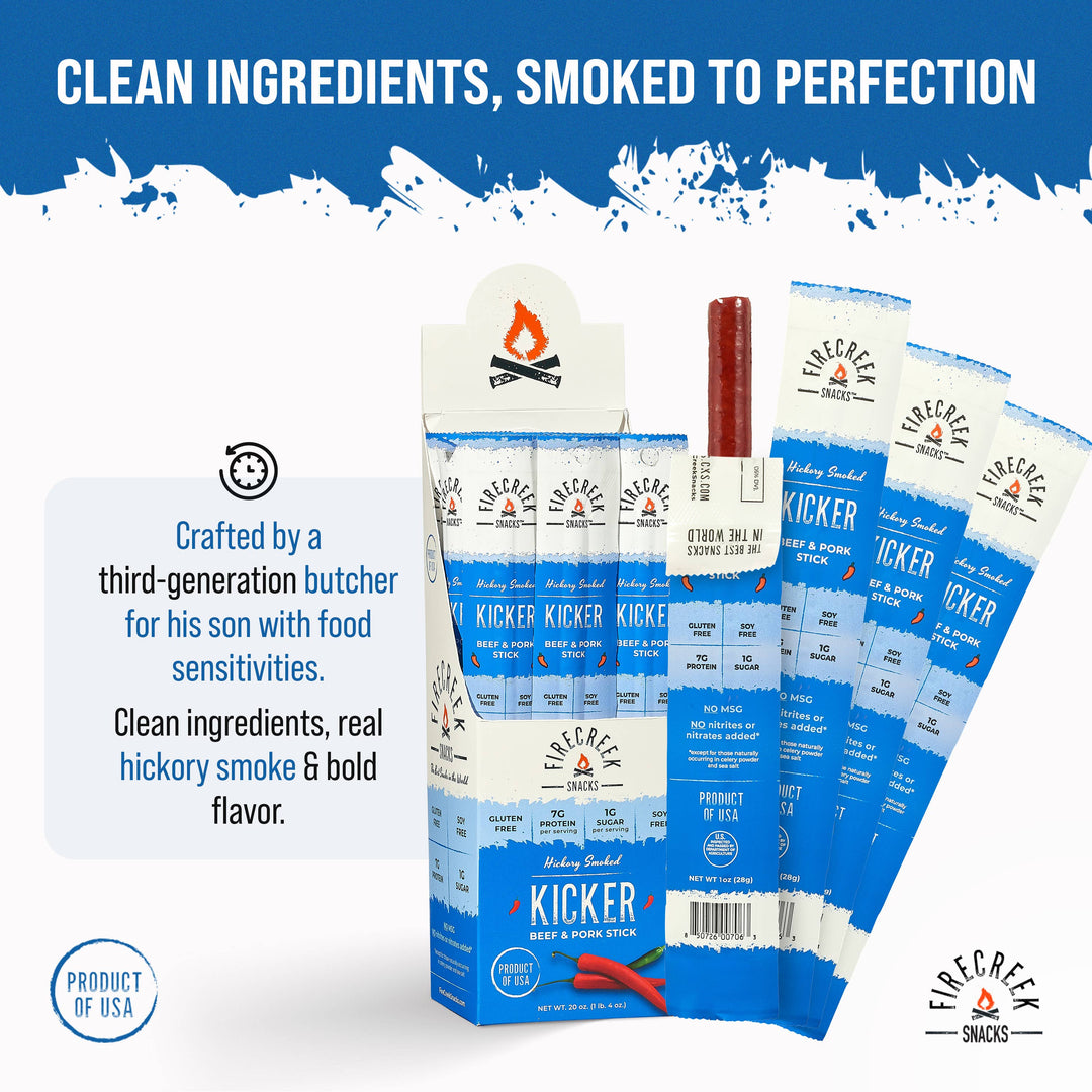 FireCreek Snacks Kicker Spicy Beef & Pork Meat Sticks