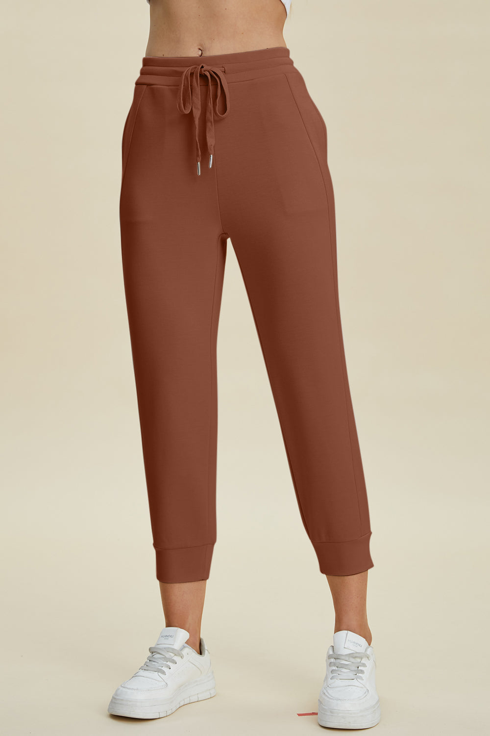 Bouncing Doodle Full Size Air Scuba Drawstring High Waist Cropped Pants