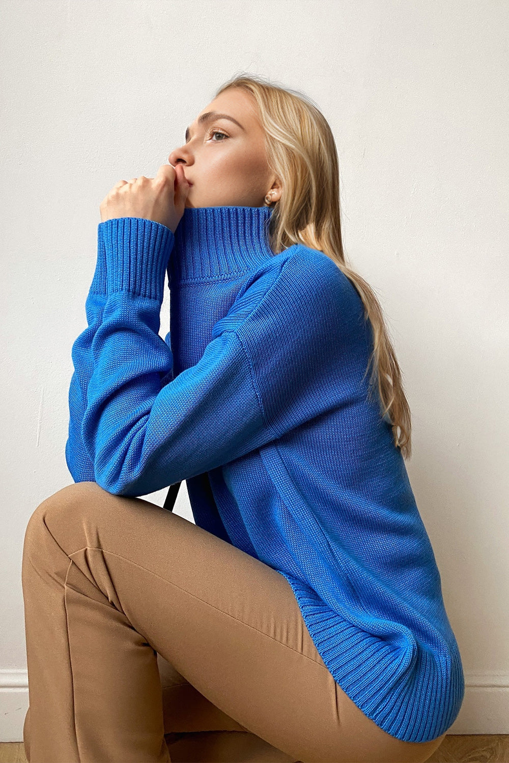 The Bouncing Doodle Turtleneck Dropped Shoulder Long Sleeve Sweater