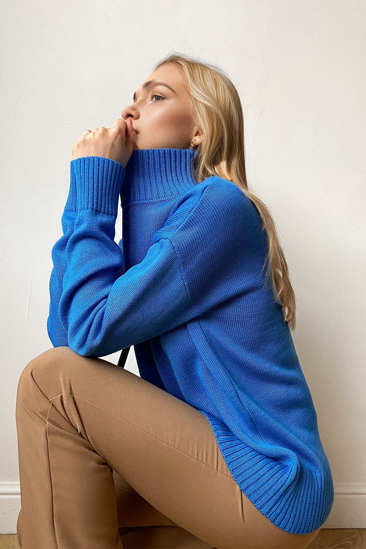 The Bouncing Doodle Turtleneck Dropped Shoulder Long Sleeve Sweater