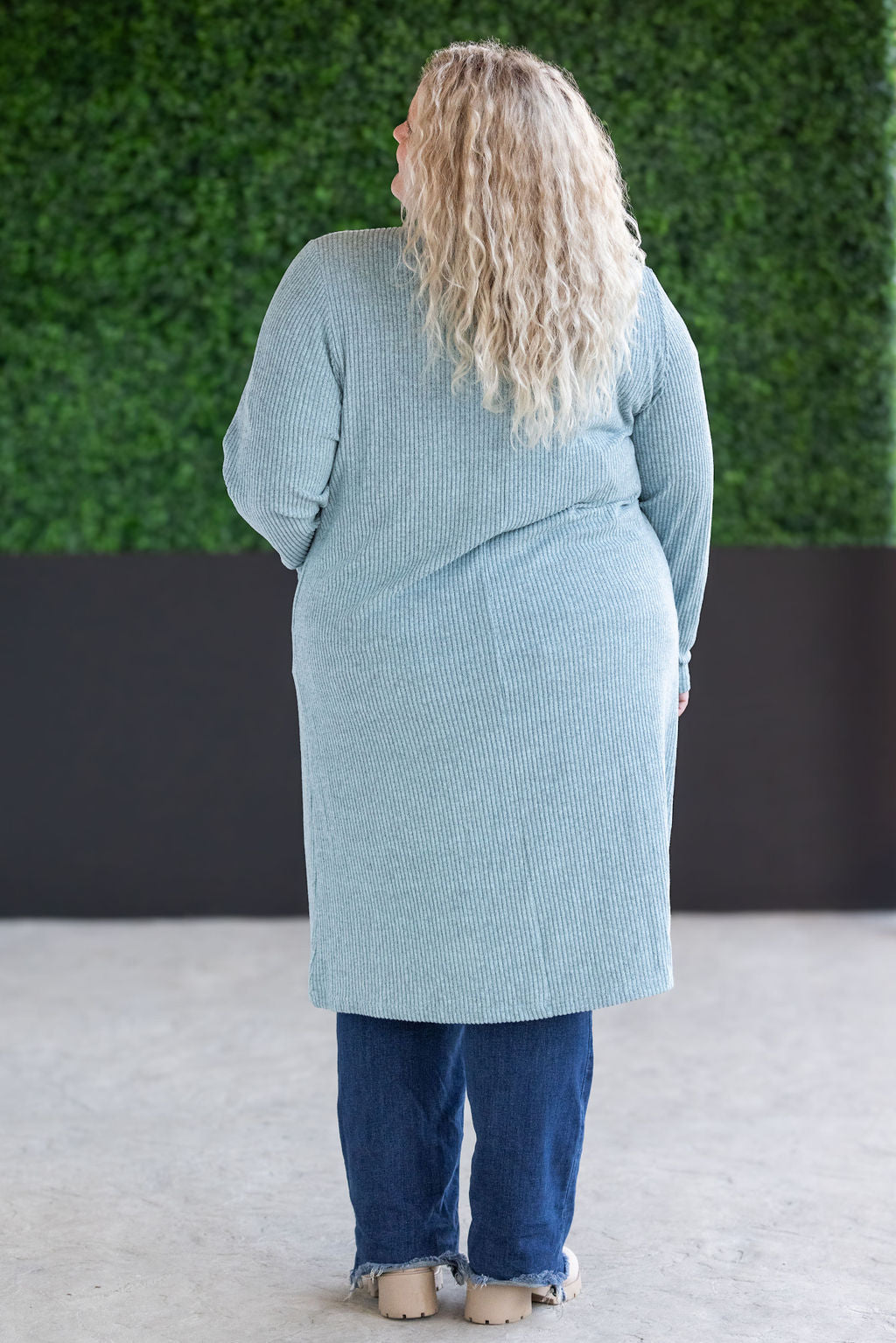 IN STOCK Colbie Ribbed Cardigan - Dusty Blue