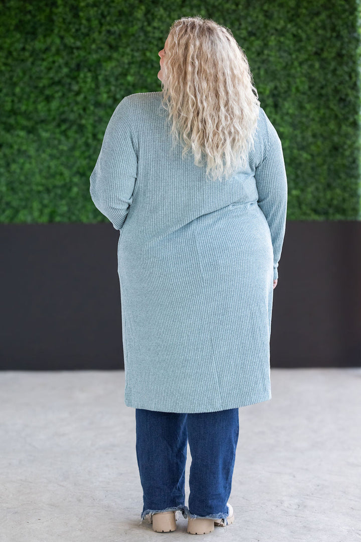 IN STOCK Colbie Ribbed Cardigan - Dusty Blue