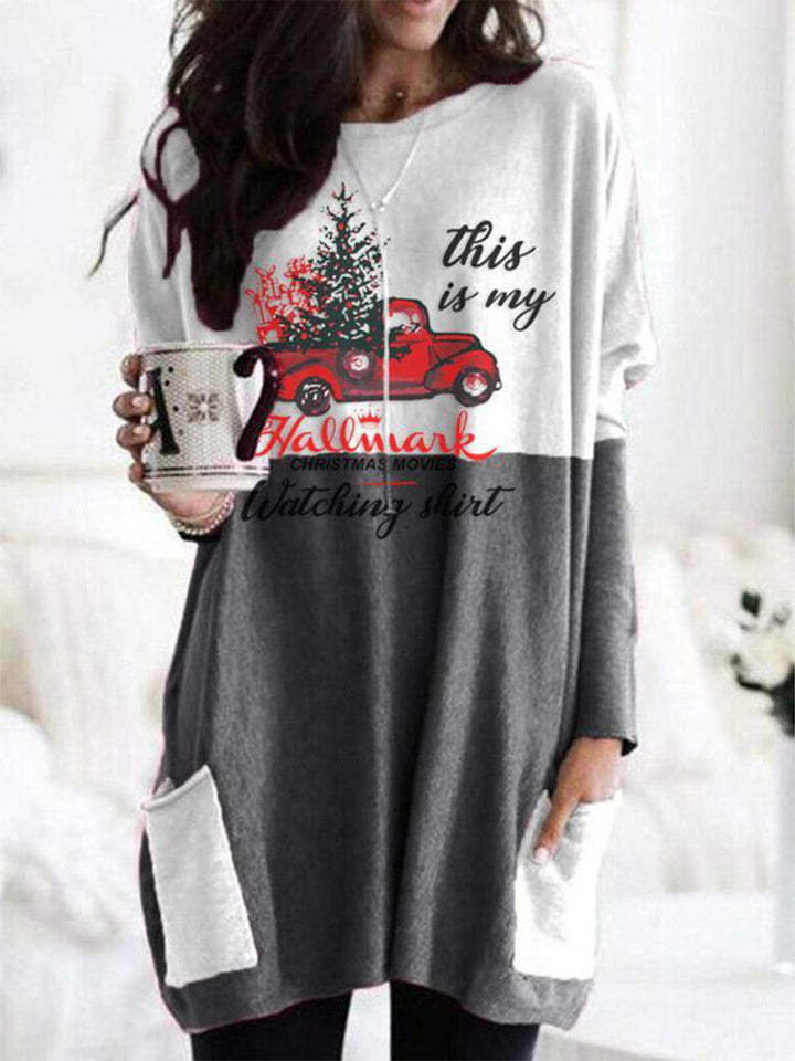 The Bouncing Doodle Two-Tone Round Neck Long Sleeve T-Shirt