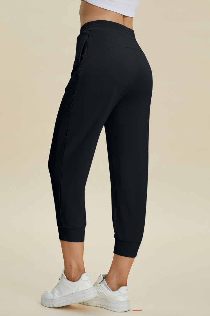 Bouncing Doodle Full Size Air Scuba Drawstring High Waist Cropped Pants