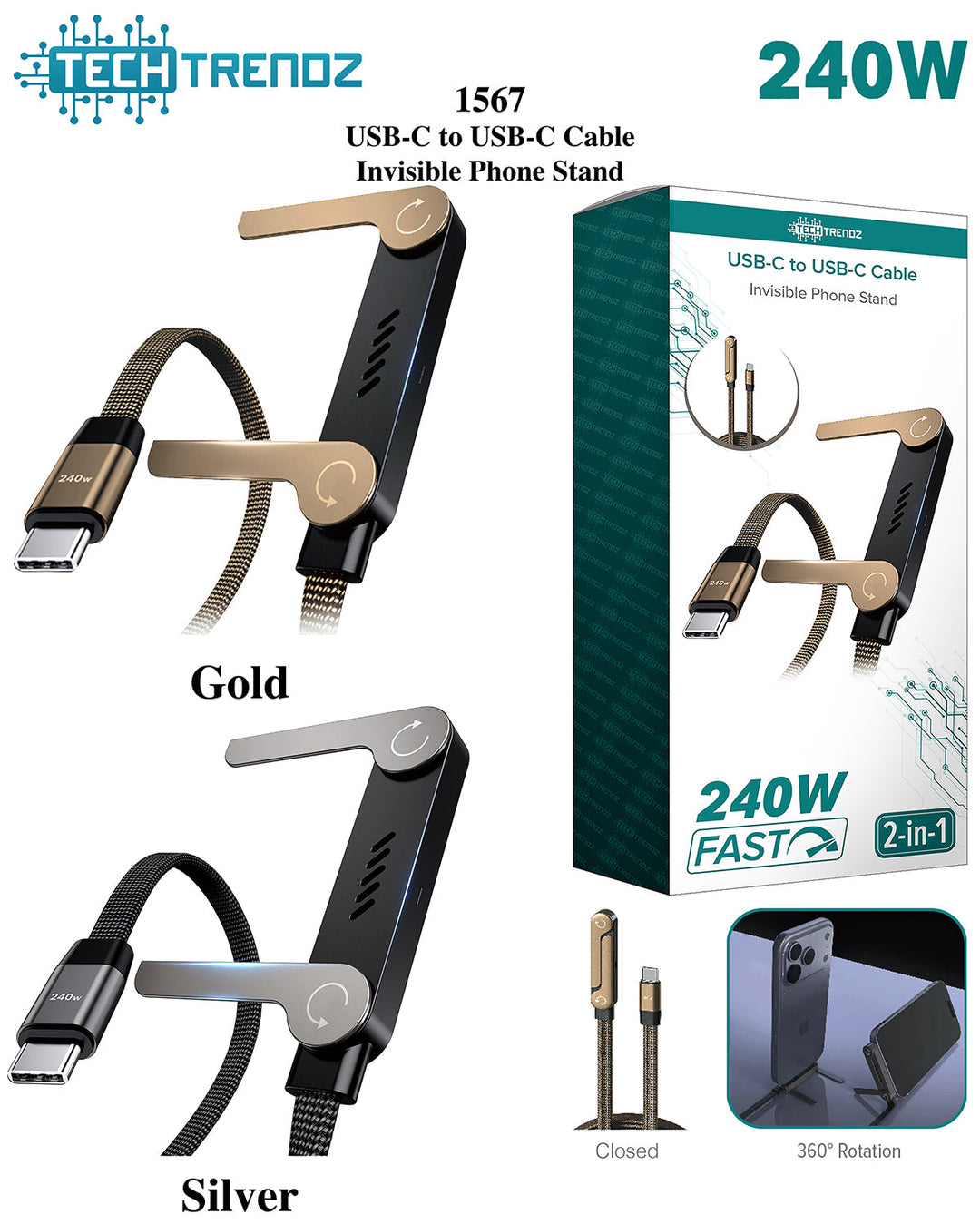 USB-C Cable & Phone Stand