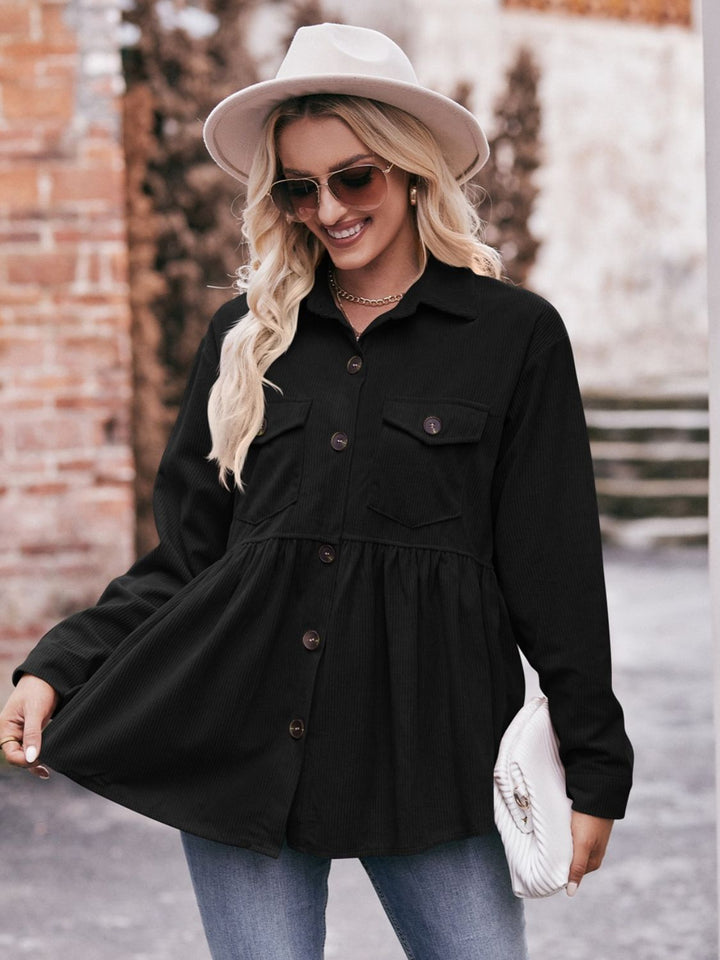 The Bouncing Doodle Corduroy  Button Up Shacket