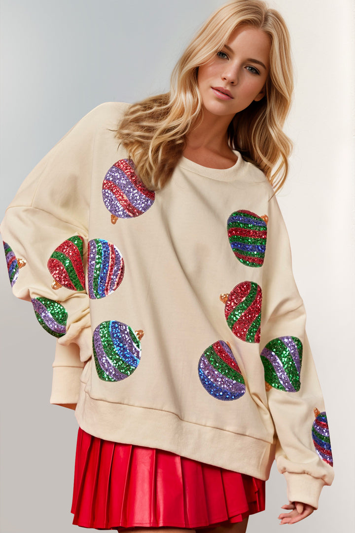 The Bouncing Doodle Christmas Ornament Sequin Sweatshirt