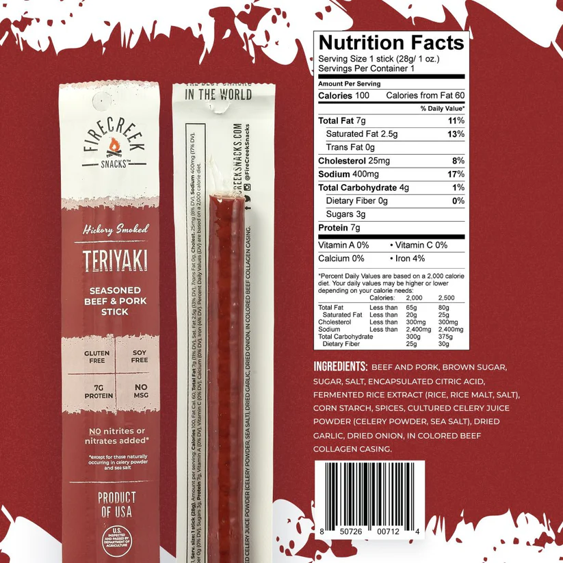 FireCreek Snacks Teriyaki Beef & Pork Meat Sticks