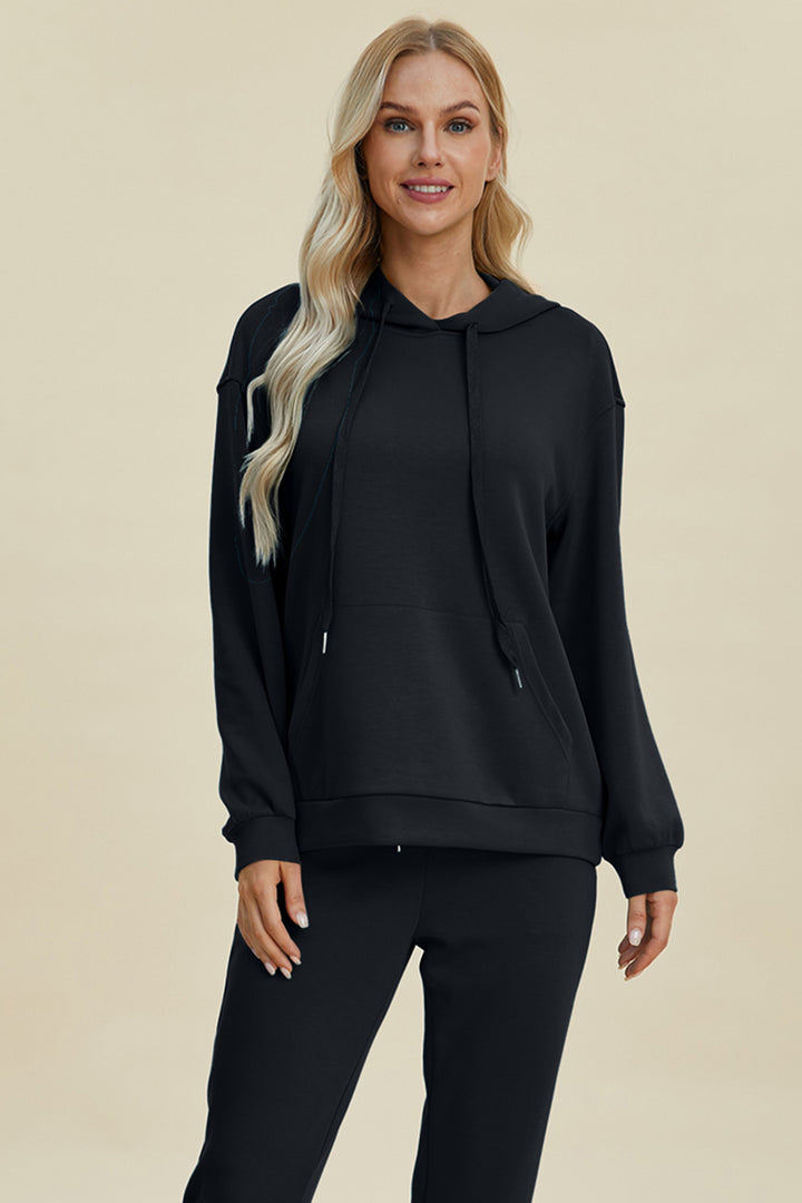 Bouncing Doodle Full Size Air Scuba Drawstring Long Sleeve Hoodie with Kangaroo Pocket