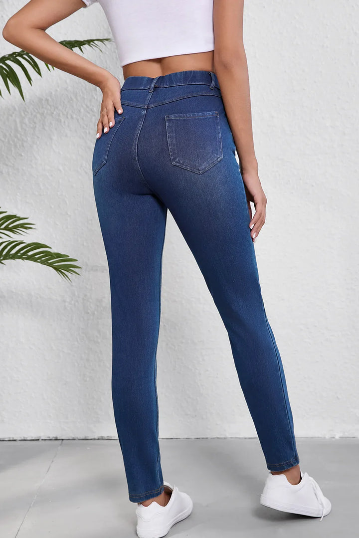 Bouncing Doodle High Waist Skinny Jeans with Pockets