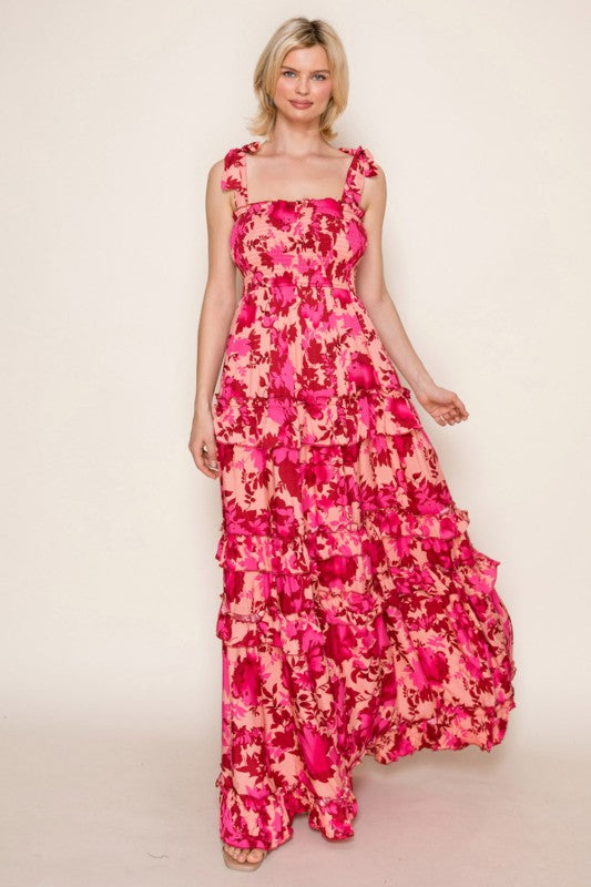 White Birch - Sleeveless floral print square neck dress
