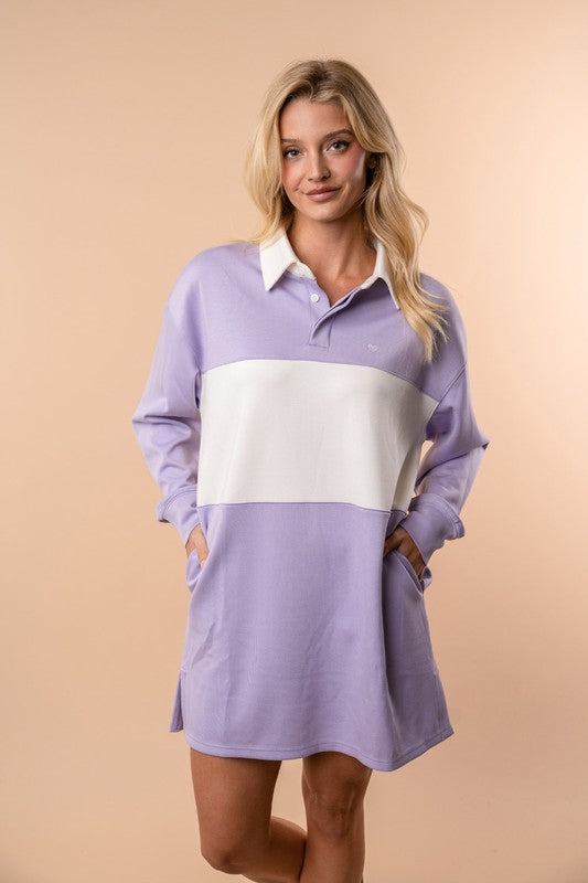 White Birch - Long sleeve color blocked heart dress