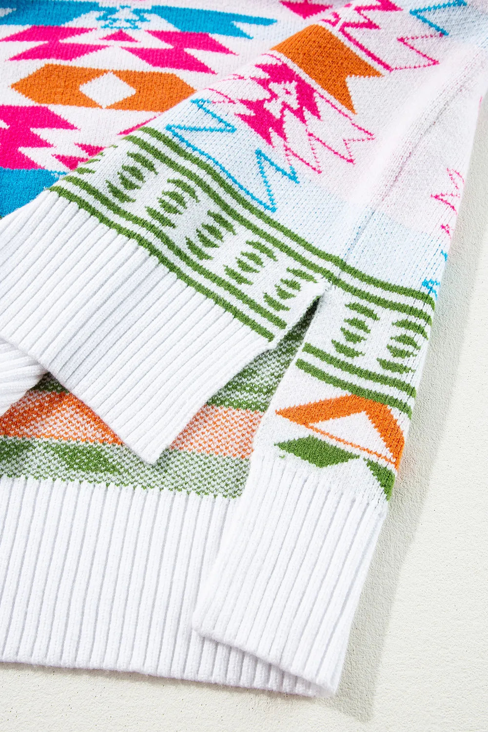 The Bouncing Doodle Geometric V-Neck Long Sleeve Sweater