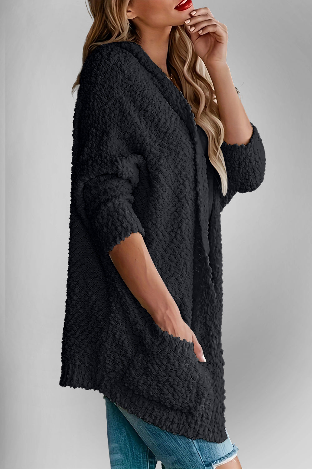 The Bouncing Doodle Open Front Long Sleeve Cardigan with Pockets