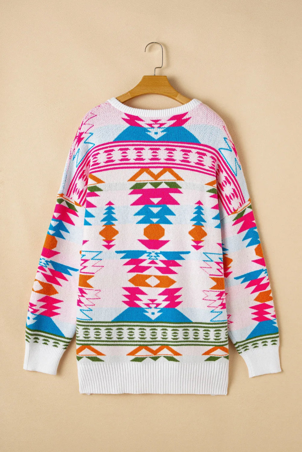 The Bouncing Doodle Geometric V-Neck Long Sleeve Sweater